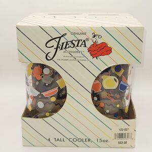 Vintage NOS Culver Fiesta Crockery Glass Tumblers Set of 4 NIB 15 oz 6 1/8 inch